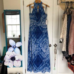Bisou Bisou Blue and White Maxi Dress Size 12 NWT